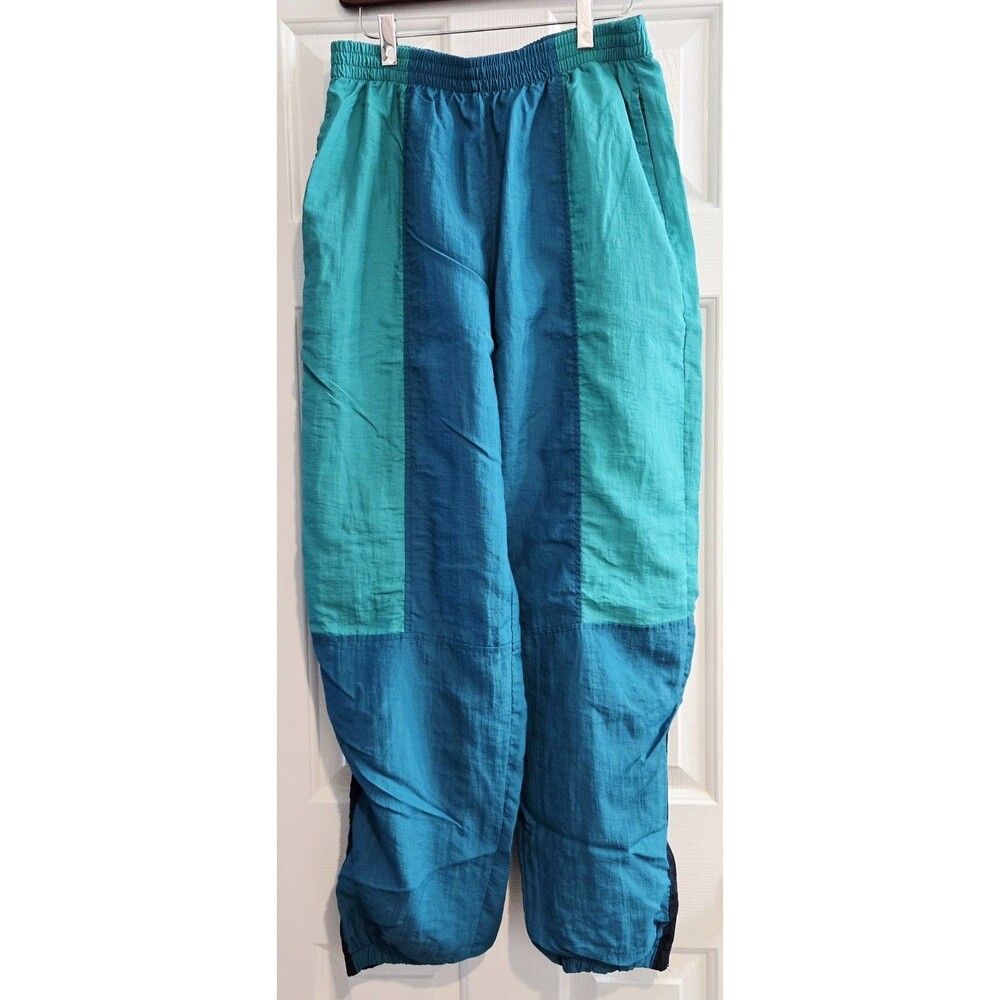 Vintage Think Pink Pants Size Large Green & Blue Elastic Waistband 80's 90's